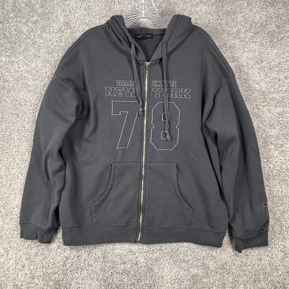 Social Scene Brooklyn New York 78 Zip Up Hoodie Gray Mens XL Graphic Sweatshirt